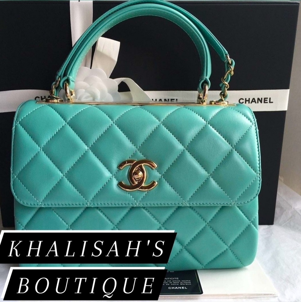 BNIB! Ultra Rare! Authentic Chanel Trendy CC 21S Tiffany Blue GHW FULLSET - Picture 4 of 15